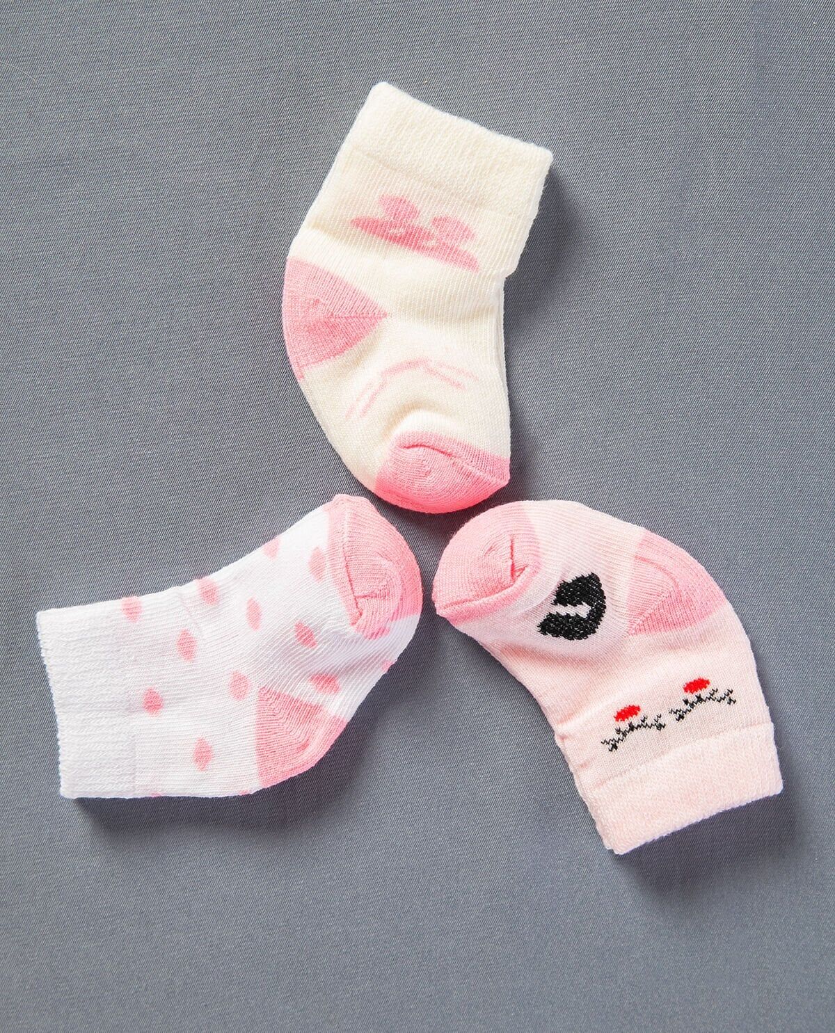 3lü Paket Renkli Desenli Kız Bebek Çorabı