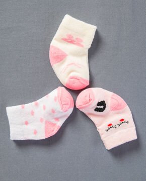 3lü Paket Renkli Desenli Kız Bebek Çorabı