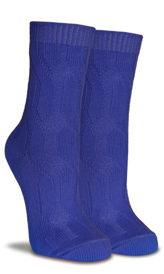 Mor Renk Örgü Desen Kışlık Soket Çorap