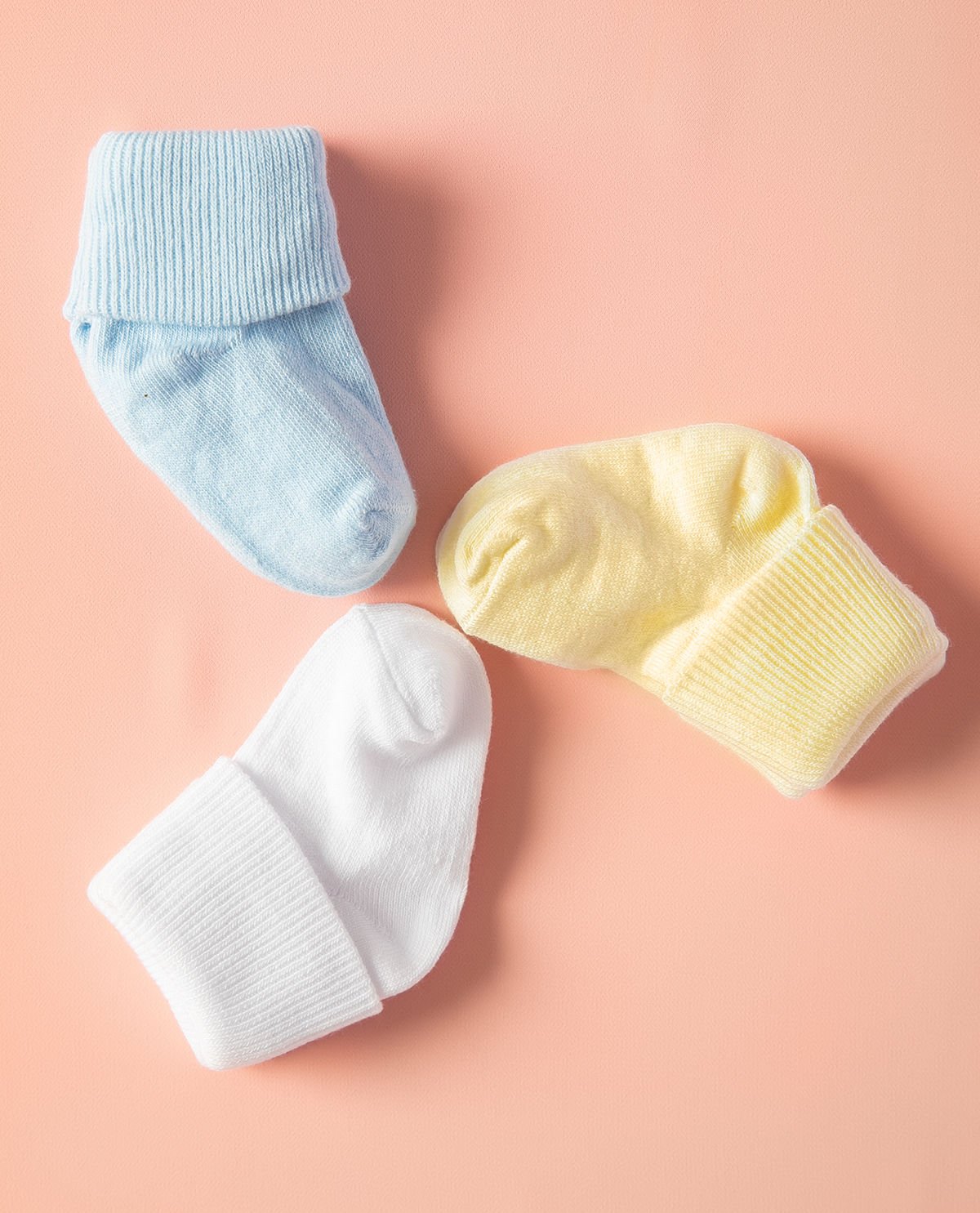 3lü Paket Düz Renk Erkek Bebek Çorap