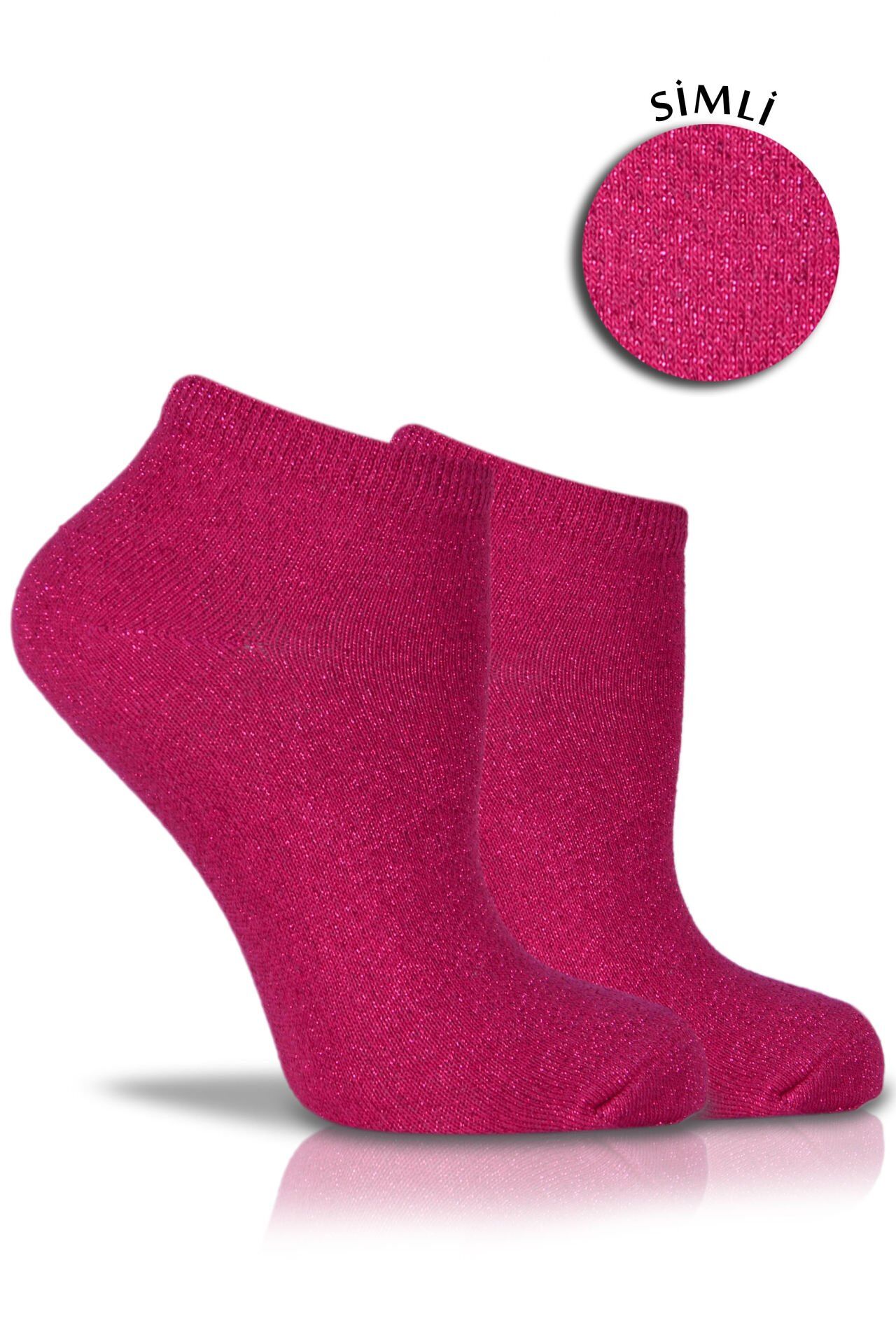 Fuşya Simli  Çorap Ella