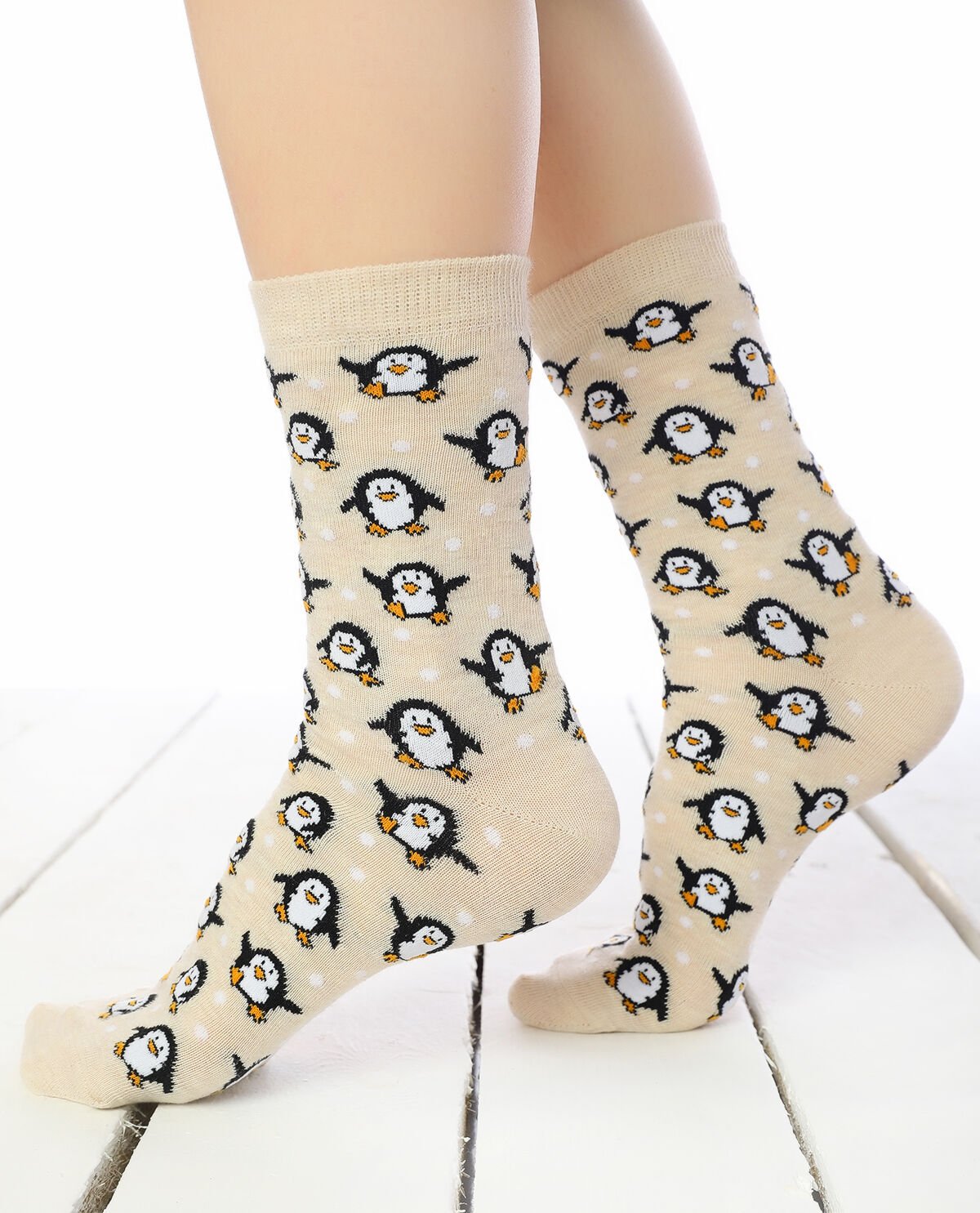 Heyecanlı Penguen Soket Çorap Pingu