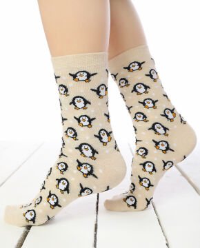Heyecanlı Penguen Soket Çorap Pingu