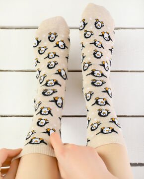 Heyecanlı Penguen Soket Çorap Pingu