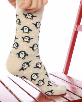 Heyecanlı Penguen Soket Çorap Pingu