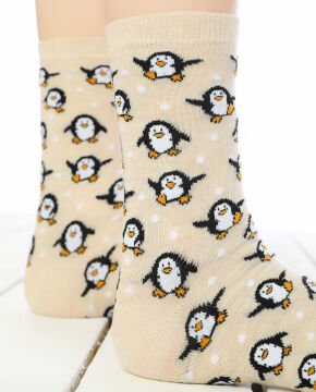 Heyecanlı Penguen Soket Çorap Pingu