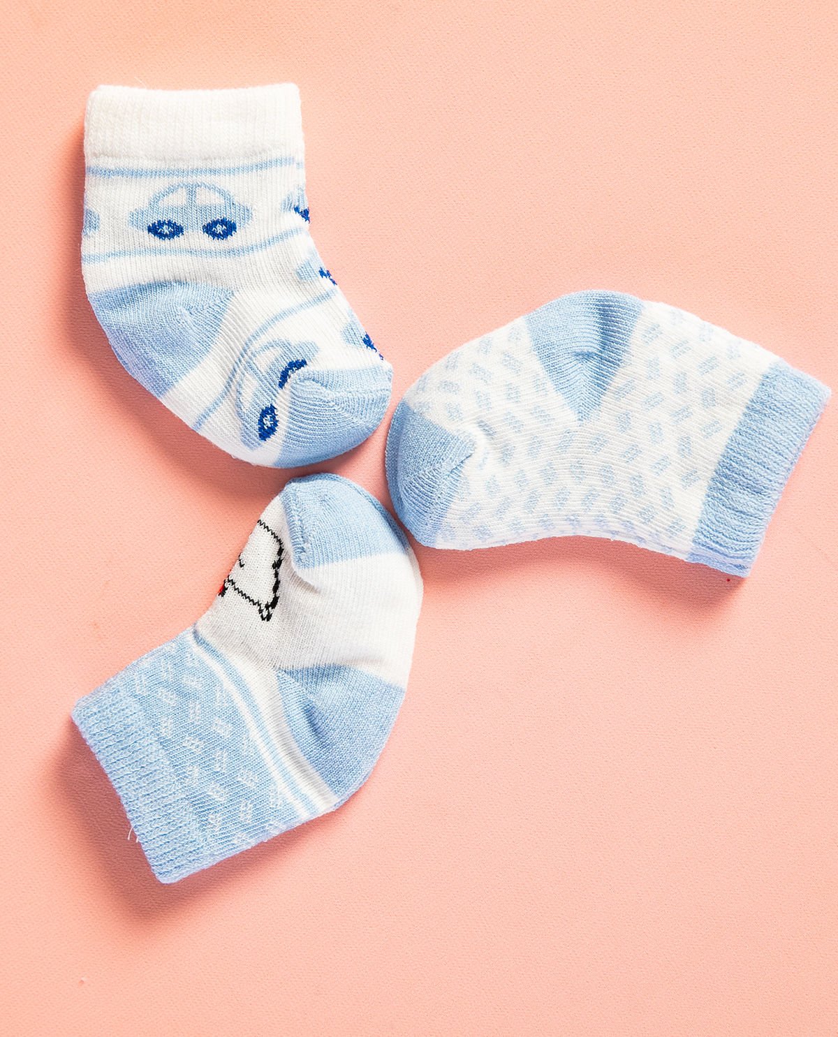 Desenli Erkek Bebek Çorabı 3lü Paket