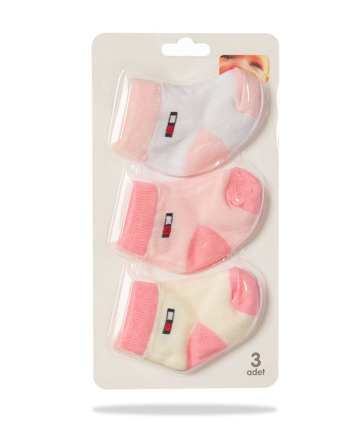 3lü Eko Paket Renkli Desenli Kız Bebek Çorap RENKLİ - 0-3 AY