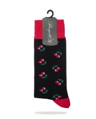 Kiraz Desenli Siyah Renk Bambu Erkek Soket Çorap SİYAH - 41/46