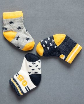 3lü Paket Desenli Erkek Bebek Çorabı