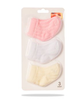 3lü Eko Paket Örgü Desenli Kız Bebek Çorabı