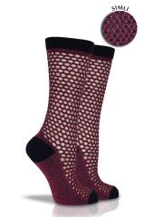 Bordo Simli File Soket Çorap BORDO - 35/39