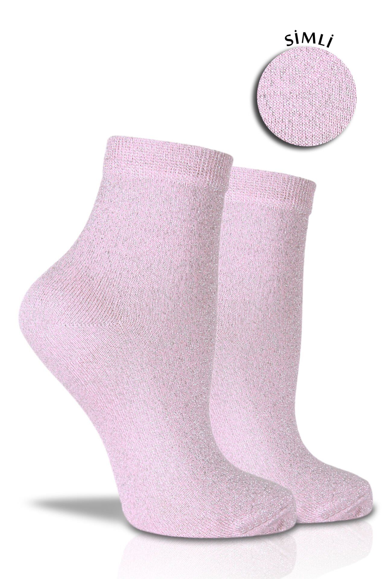 Pembe Simli Soket Çorap Charlie