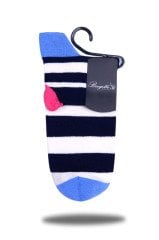 Lacivert Çizgi Detaylı Soket Çorap RENKLİ - 35/39