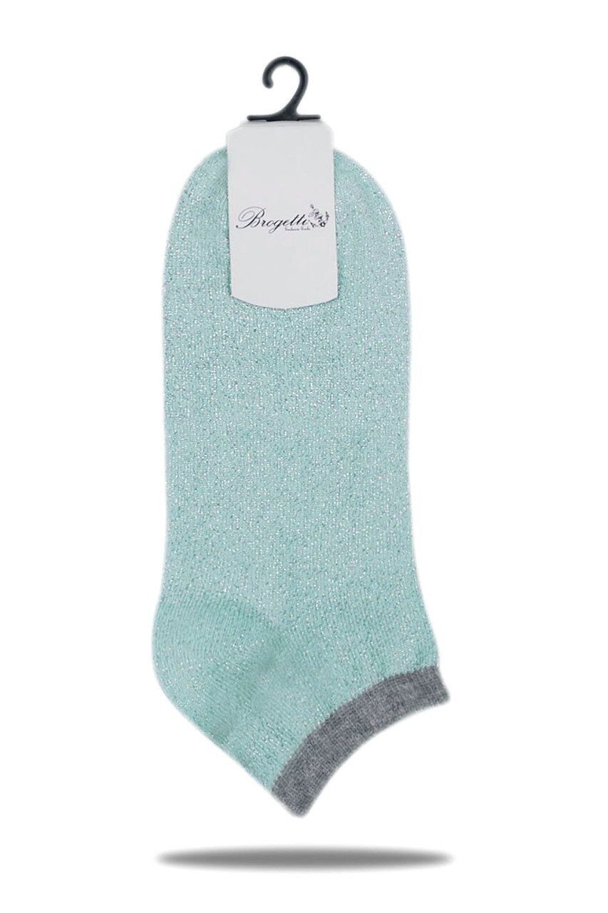 Su Yeşili Simli Gri Lastik Detaylı Soket Çorap AÇIK YEŞİL - 35/39