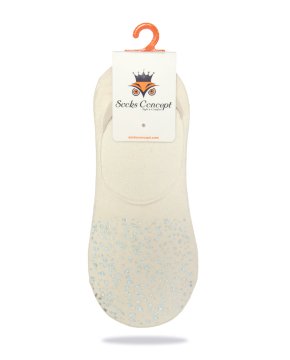 Gümüş Yaldız Baskılı Ekru Renk Kadın Babet Çorap EKRU - 36/40