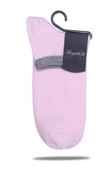 Pudra Pembe Simli Gri Lastik Detaylı Soket Çorap AÇIK PEMBE - 35/39