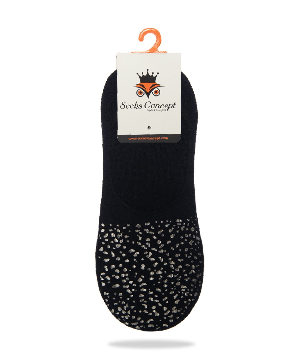 Gümüş Yaldız Baskılı Siyah Renk Kadın Babet Çorap SİYAH - 36/40