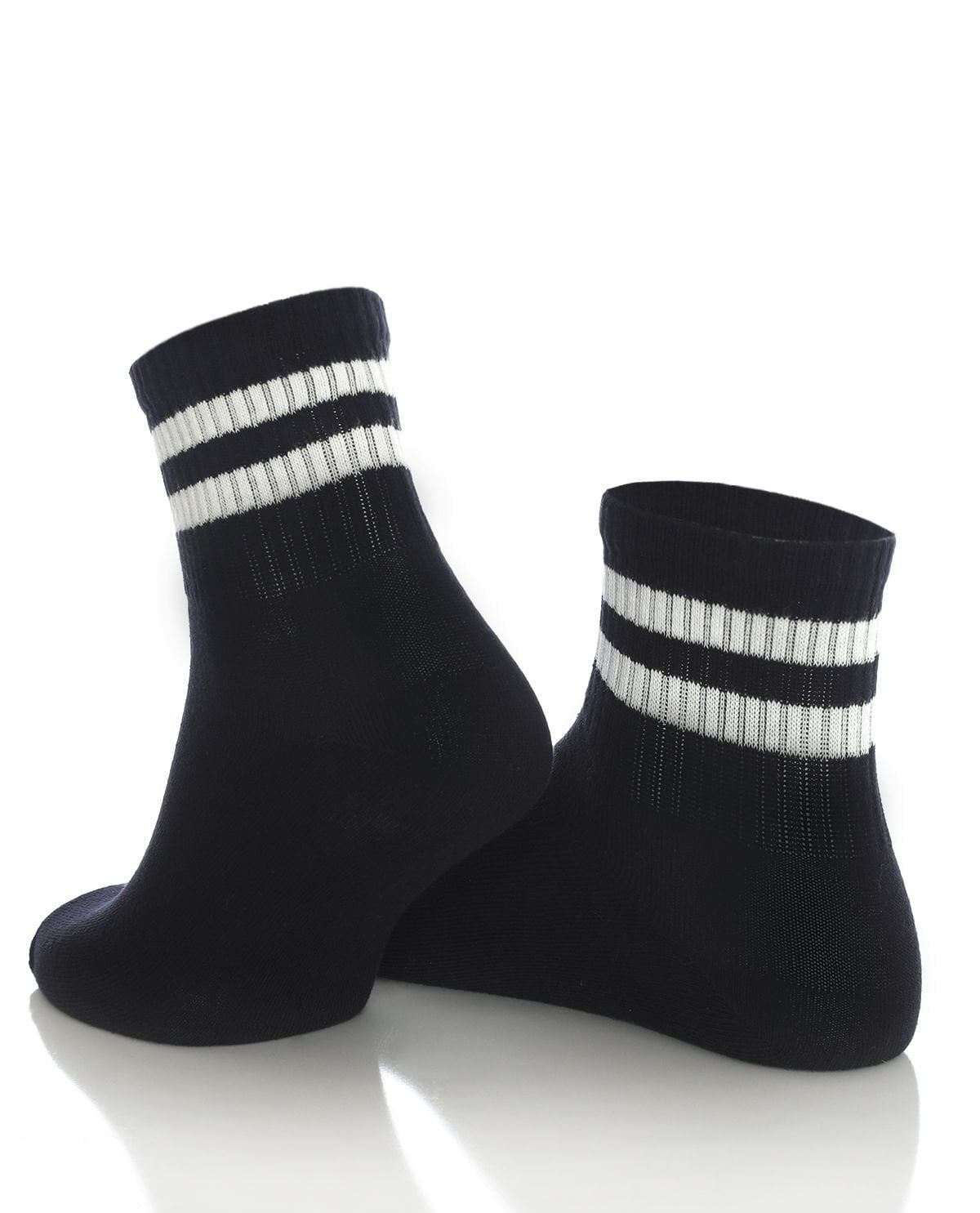 Serena Unisex Tenis Çorabı Siyah Renk Beyaz Çizgili SİYAH - 41/46