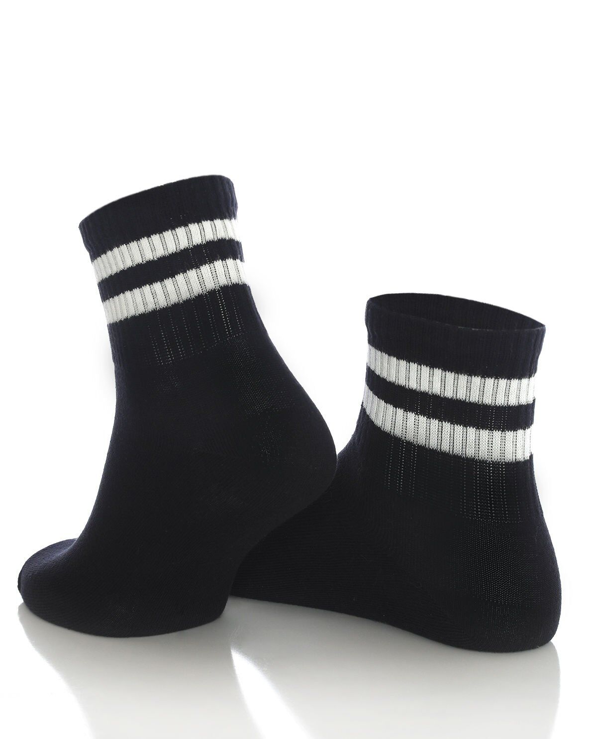 Serena Unisex Tenis Çorabı Siyah Renk Beyaz Çizgili SİYAH - 36/40