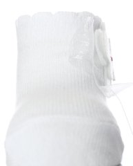 Kelebek ve Kurdela Aksesuarlı Beyaz Bebek Çorabı Beyaz - 0-6 AY