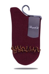 Bordo Kıvrım Taşlı Soket Çorap BORDO - 35/39