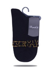 Siyah Kıvrım Taşlı Soket Çorap SİYAH - 35/39