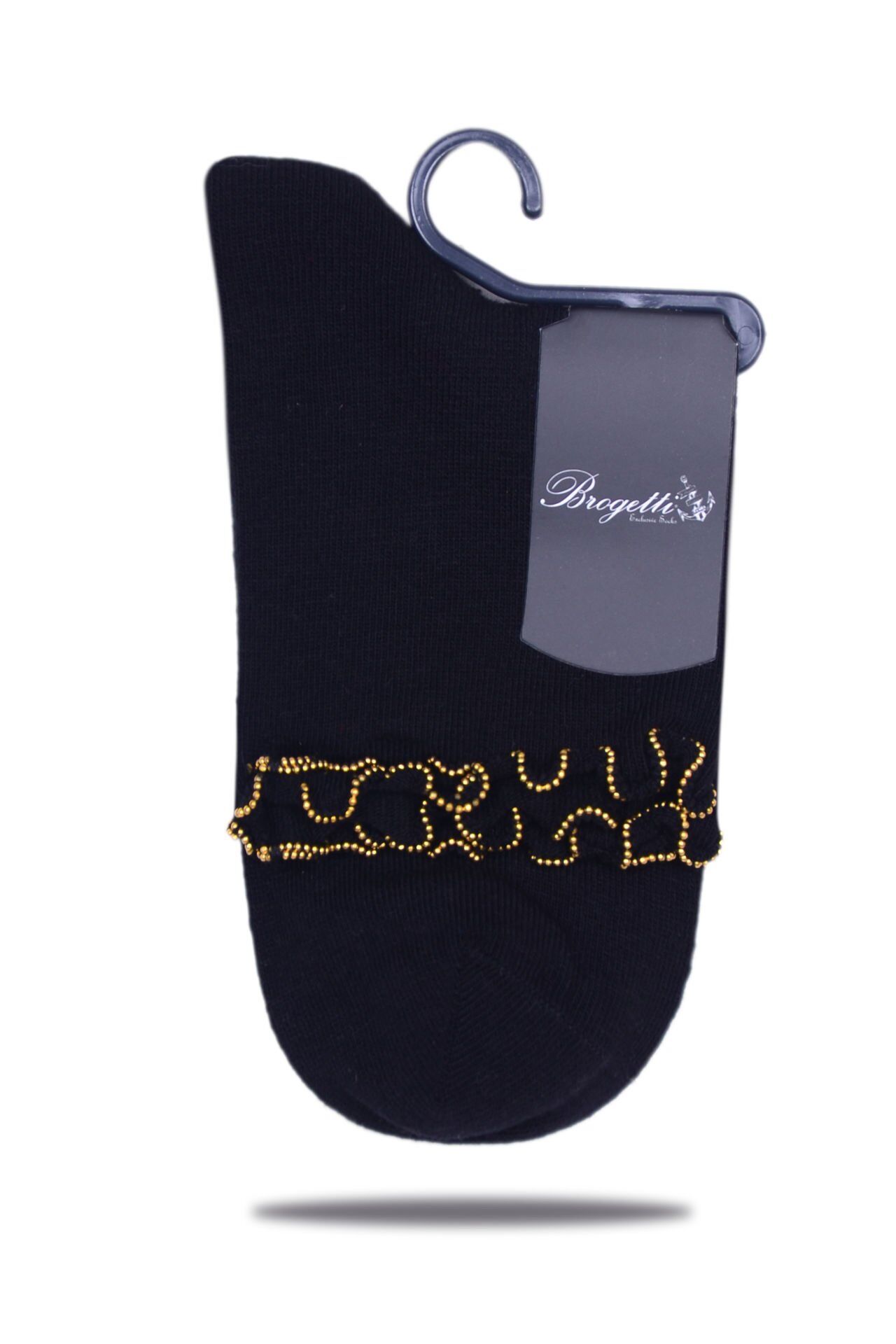 Siyah Kıvrım Taşlı Soket Çorap SİYAH - 35/39