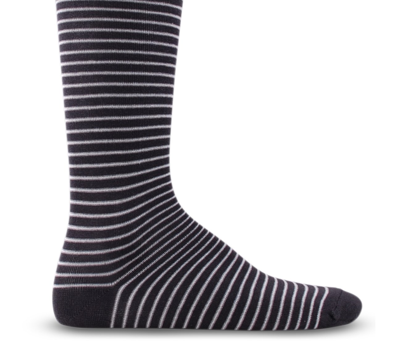 Siyah Renk Çizgi Desen Erkek Dizaltı Çorap SİYAH - TEK BEDEN