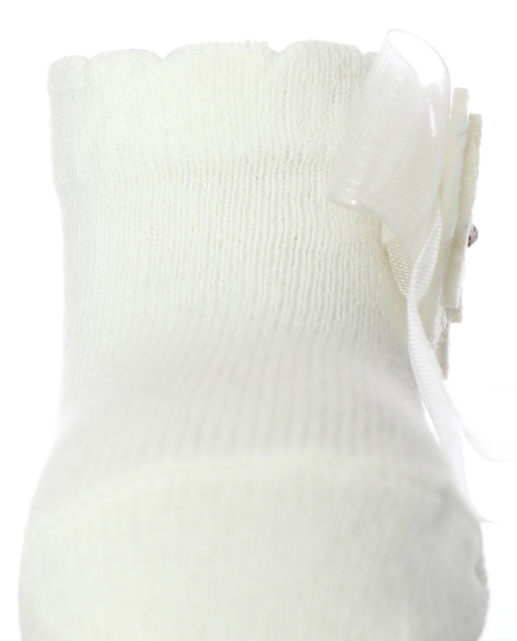 Kelebek ve Kurdela Aksesuarlı Ekru Bebek Çorabı EKRU - 0-6 AY