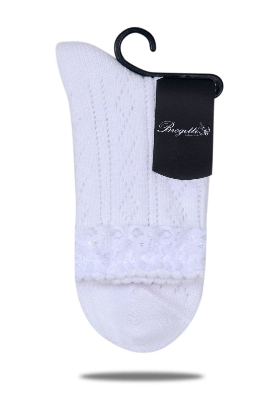 Beyaz Delikli Bilek Dantel Detaylı Soket Çorap Beyaz - 35/39