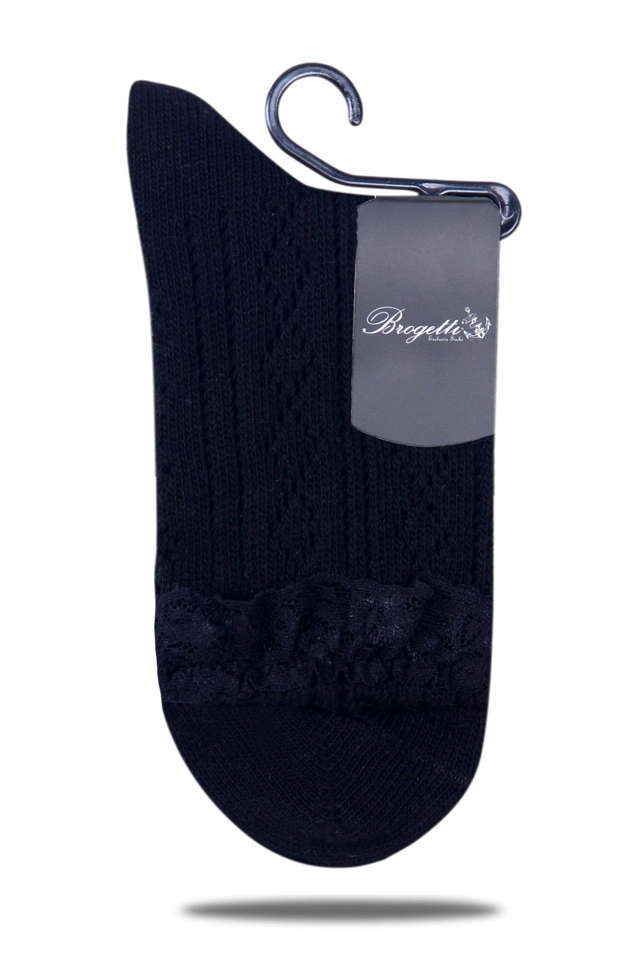 Siyah Delikli Bilek Dantel Detaylı Soket Çorap