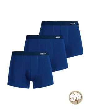 Likralı Erkek Boxer 3lü Paket Mavi Renk M Beden