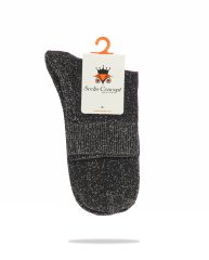 Siyah Renk Gümüş Sim Detaylı Soket Çorap SİYAH - 35/39
