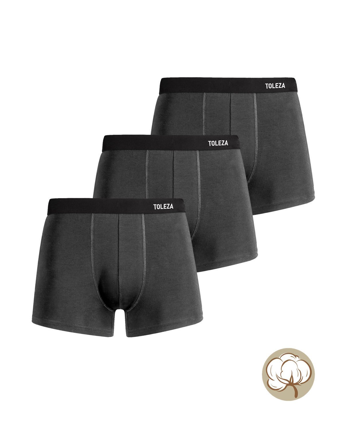 Pamuk Erkek Boxer 3lü Paket Anrasit Renk M Beden