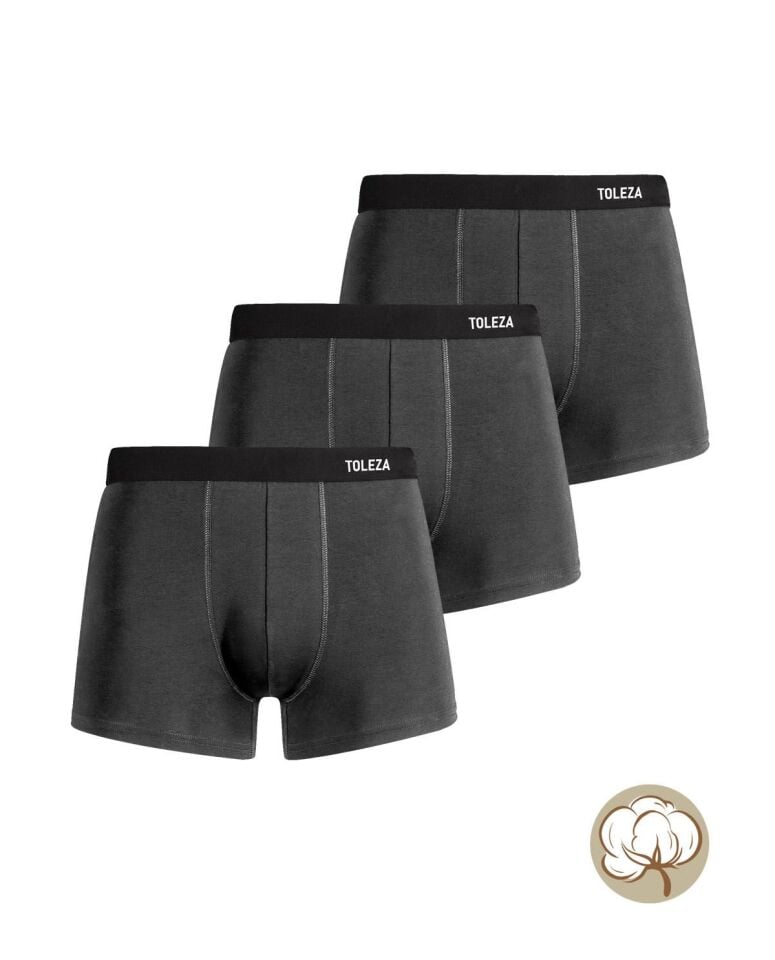 Pamuk Erkek Boxer 3lü Paket Anrasit Renk M Beden