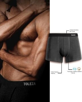 Pamuk Erkek Boxer 3lü Paket Anrasit Renk M Beden