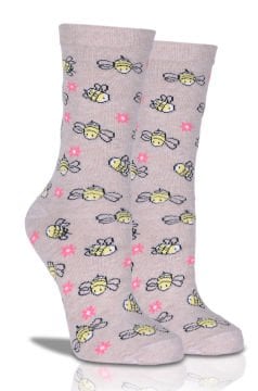 Sütlü Kahve Arı Desenli Soket Çorap