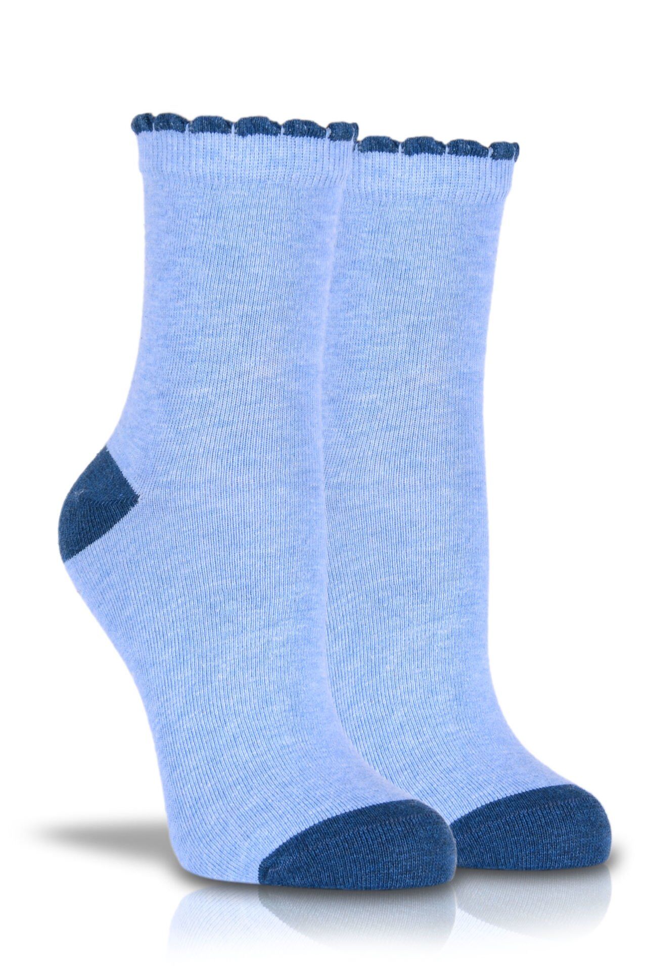 Mavi Bilek Fırfır Detaylı Soket Çorap