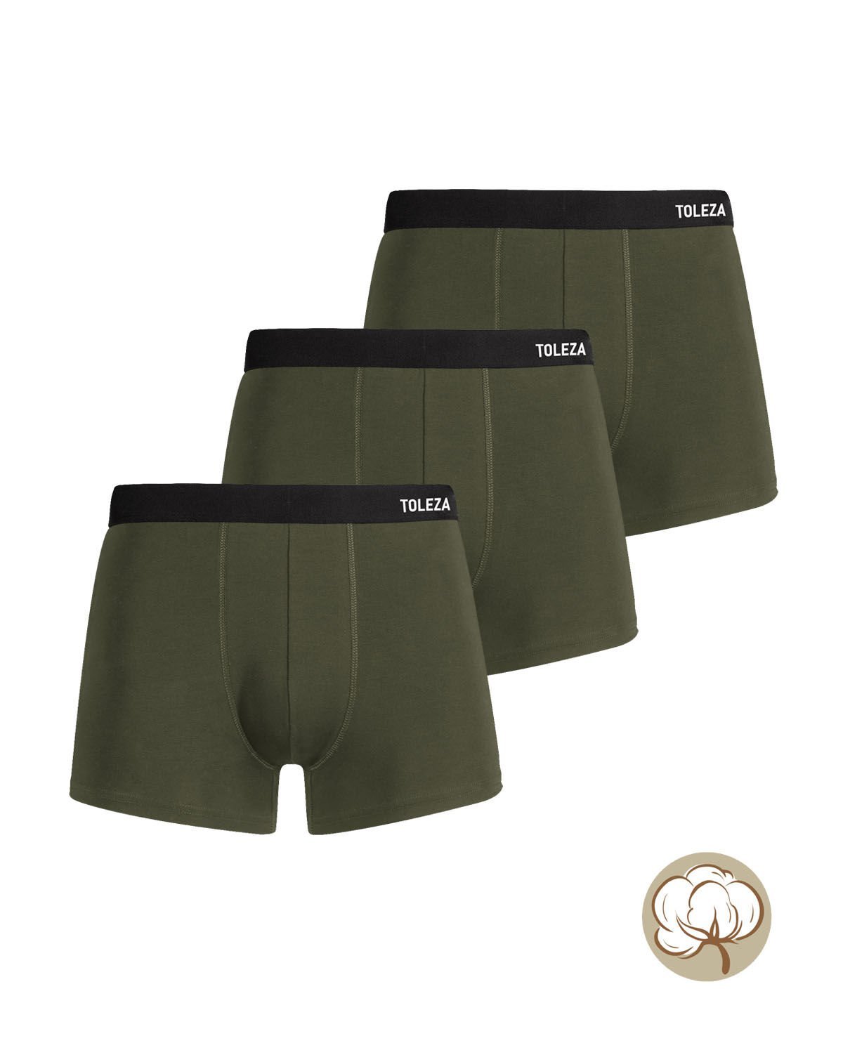 3lü Paket Erkek Boxer Haki Renk M Beden