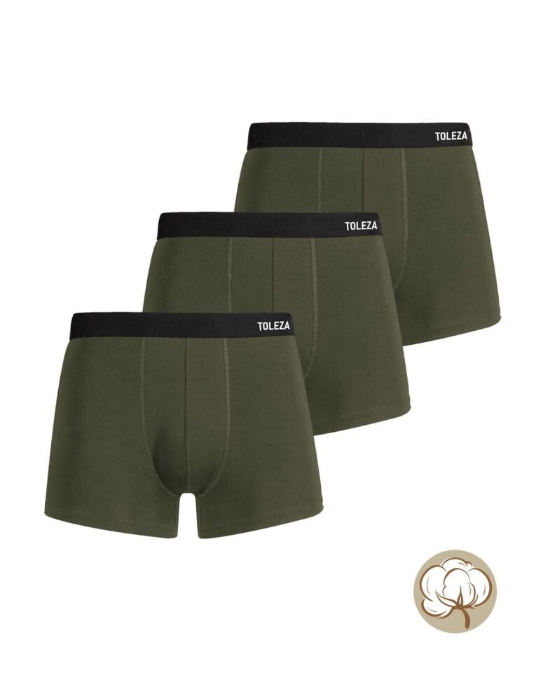 3lü Paket Erkek Boxer Haki Renk M Beden