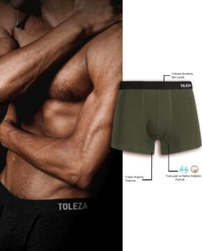 3lü Paket Erkek Boxer Haki Renk M Beden