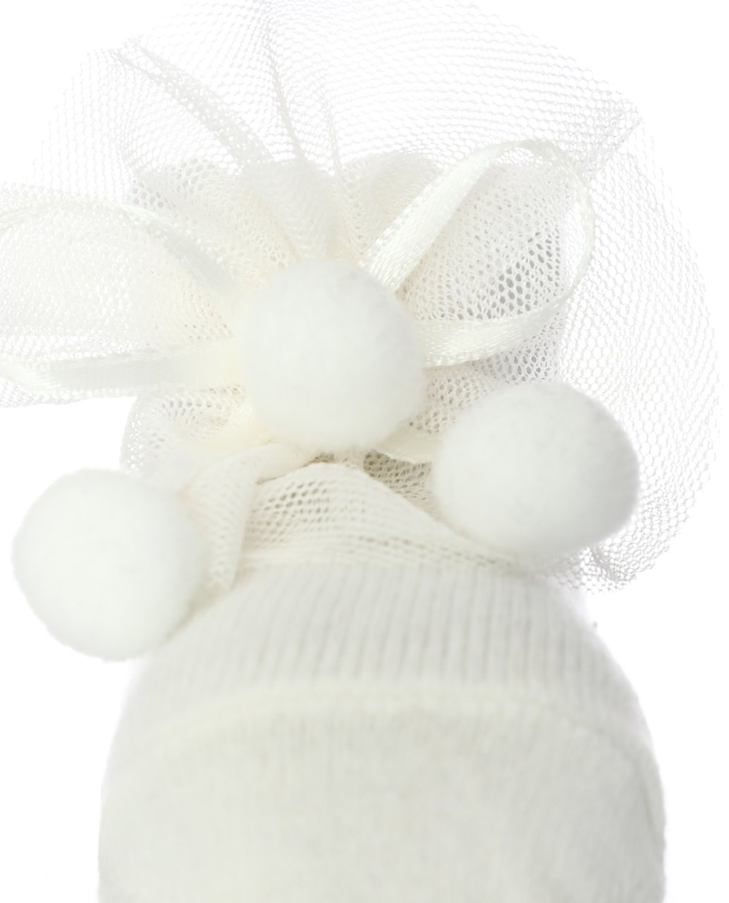 Ponpon ve Tül Aksesuarlı Ekru Bebek Çorabı EKRU - 0-6 AY