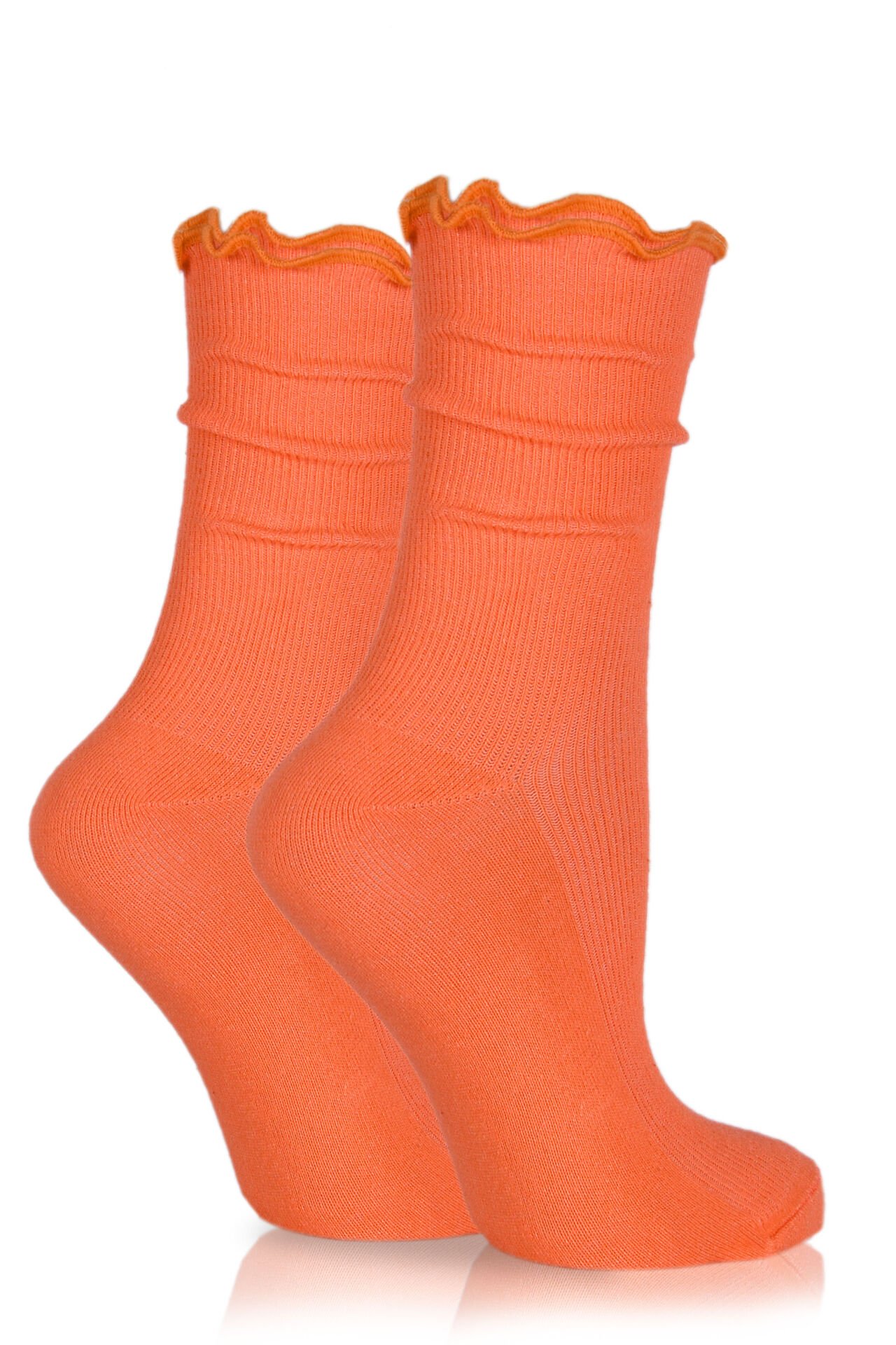 Kıvrımlı Soket Çorap Turuncu Renk Fold