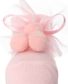 Ponpon ve Tül Aksesuarlı Pembe Bebek Çorabı