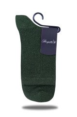 Simli Dik Çizgili Koyu Yeşil Soket Çorap KOYU YEŞİL - 35/39