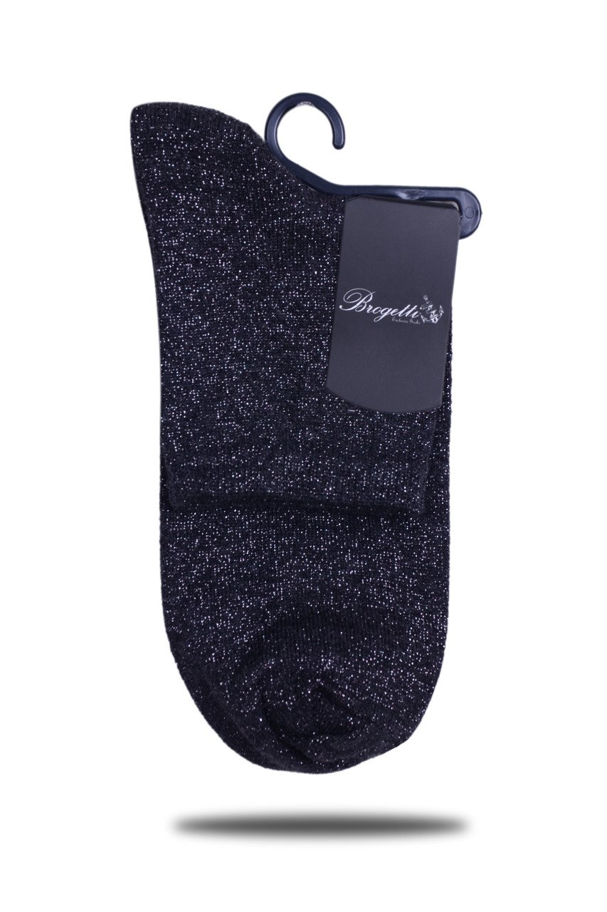 Antrasit Gümüş Simli Düz Soket Çorap ANTRASİT - 35/39