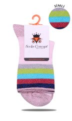 Lastiği Renkli Simli Pembe Soket Çorap PEMBE - 35/39
