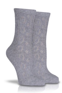 Gri Delik Desen Soket Çorap Flora