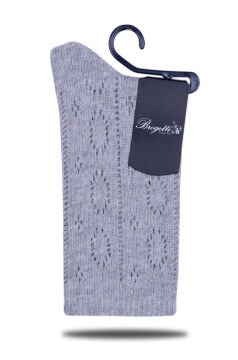 Gri Delik Desen Soket Çorap Flora